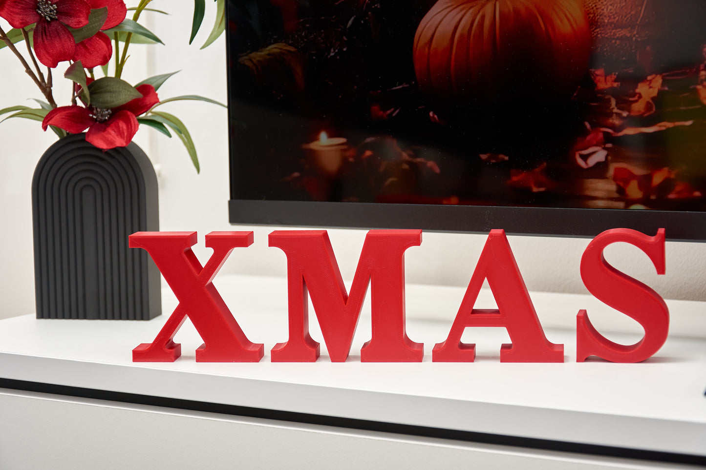 XMAS Decorative Letters – Christmas Sign Decor – Freestanding Mantel and Shelf Decorations - 3D Word