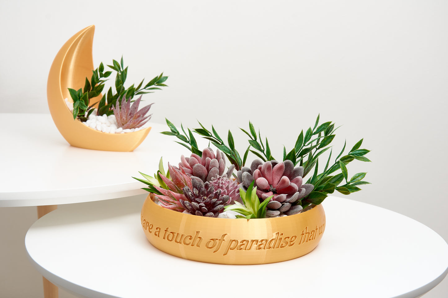 Ring-Shaped Planter | Modern 3D Printed Pot for Artificial Succulents | Indoor Decorative Ornament | Housewarming Gift