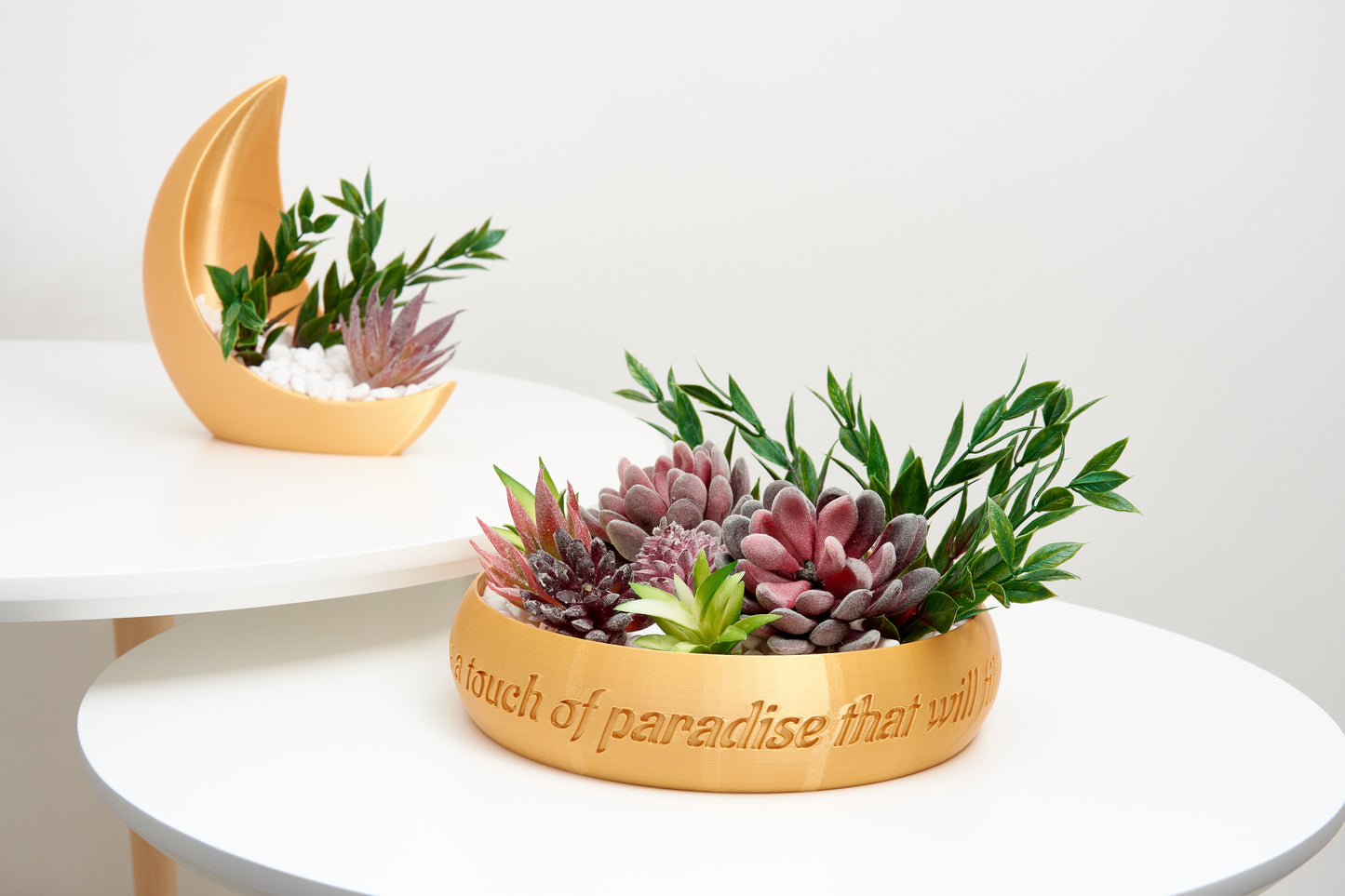 Ring-Shaped Planter | Modern 3D Printed Pot for Artificial Succulents | Indoor Decorative Ornament | Housewarming Gift