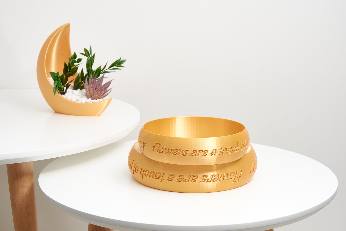 Ring-Shaped Planter | Modern 3D Printed Pot for Artificial Succulents | Indoor Decorative Ornament | Housewarming Gift