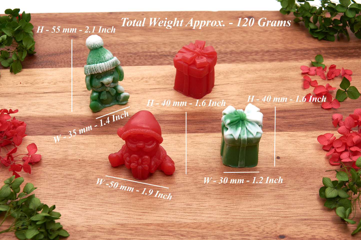Christmas Scented Soap Favor: Mini Holiday Soaps – Stocking Fillers – Gift for Guests (Set of 4)
