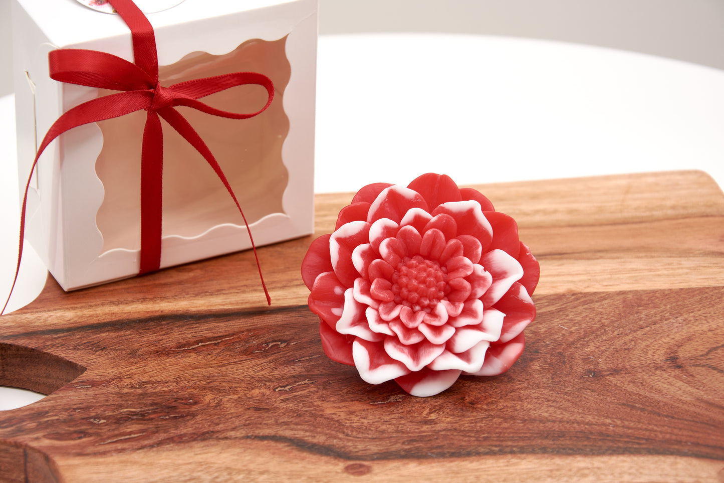 Red Peony, Dahlia Soap Flowers | Elegant Scented Gift for Weddings & Christenings | Scented Soap Flowers | Party Favor for Special Occasions