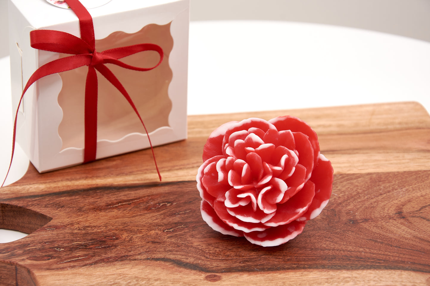 Red Peony, Dahlia Soap Flowers | Elegant Scented Gift for Weddings & Christenings | Scented Soap Flowers | Party Favor for Special Occasions