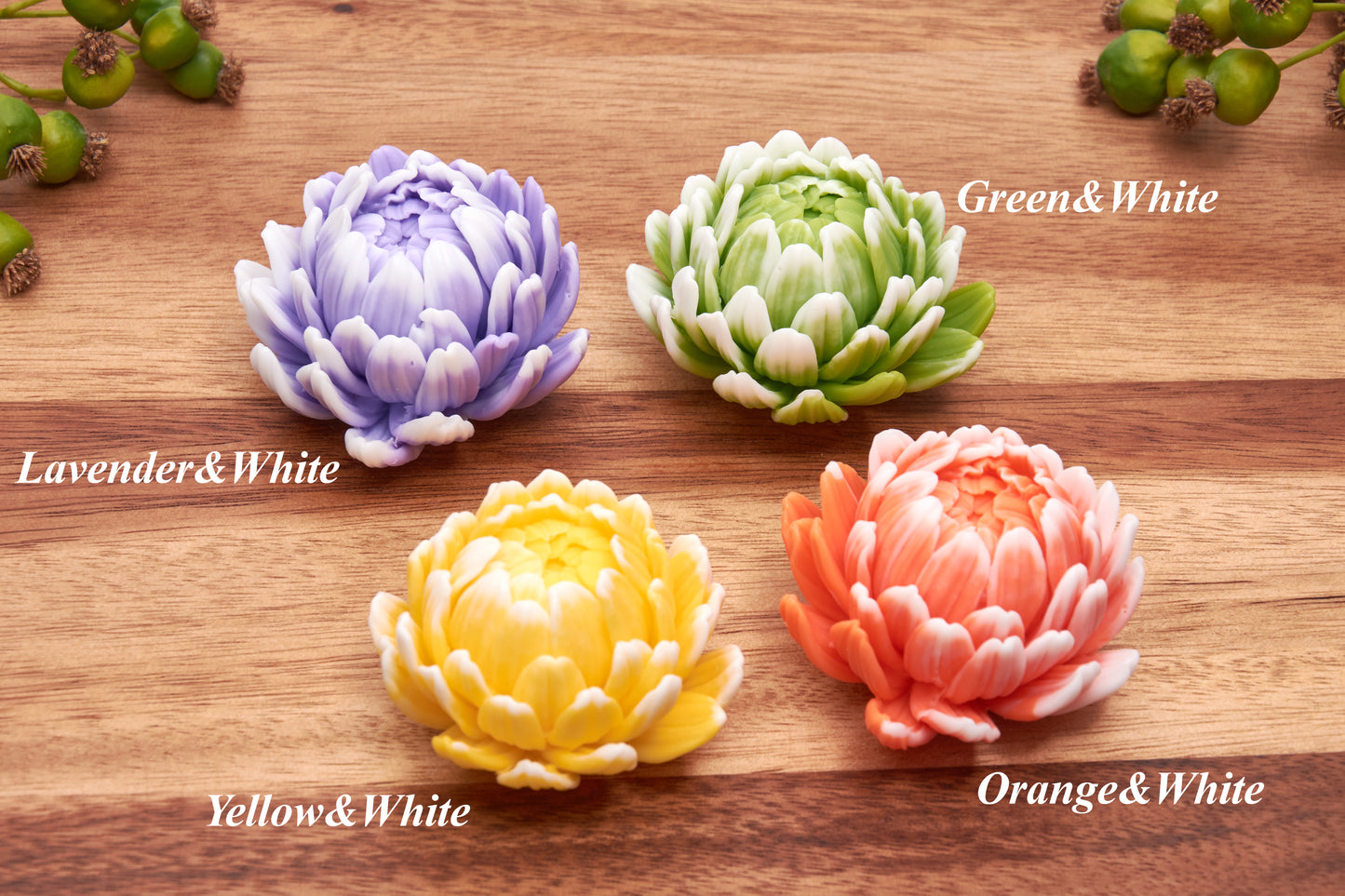 Chrysanthemum Soap Flowers, Handmade and Scented - in Luxury White Gift Box (Set of 4)