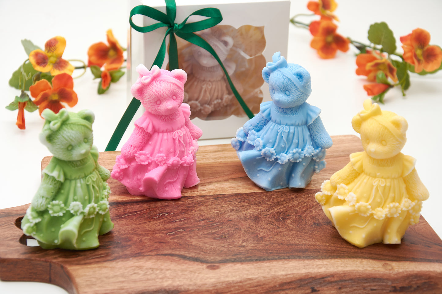 Teddy Bear Soap in a Dress | Christening & Baby Shower Favor | Mother's Day, 1 St Birthday Gift | Party, Nursery Gift | Organic Scented Soap