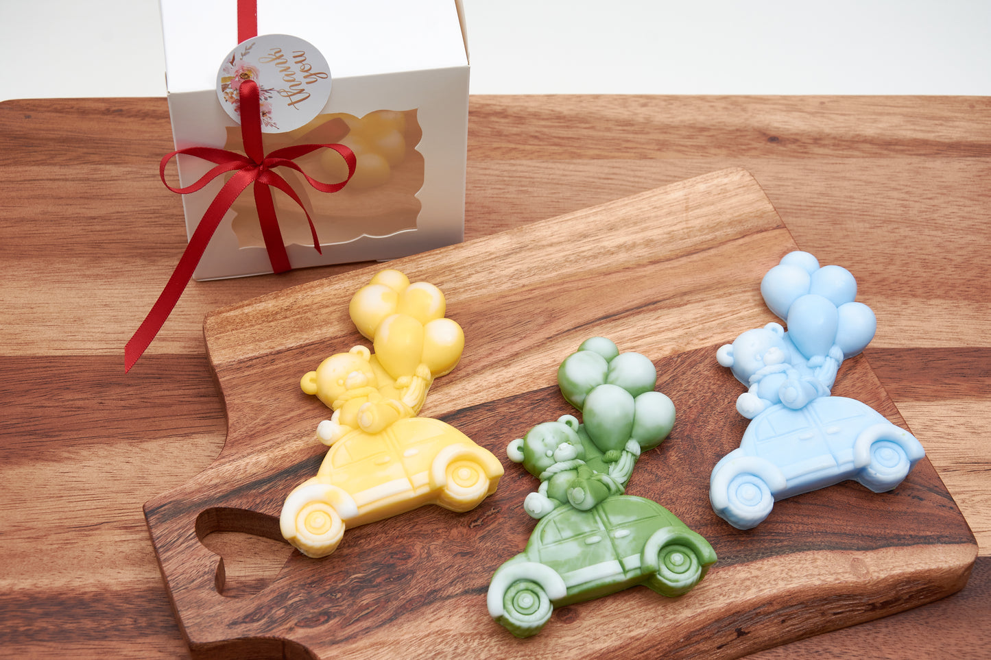 Teddy Bear Soap Car with Balloons | Scented Soap Favor | Gift for Boys | Birthday, Christening, and Baby Shower Party Favor | Handmade soap
