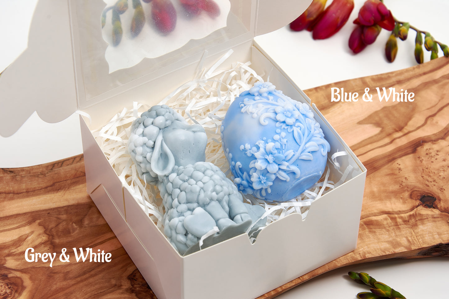 Easter Lamb and Floral Egg Handmade Decorative Soap – Basket Filler – Novelty Party Favours