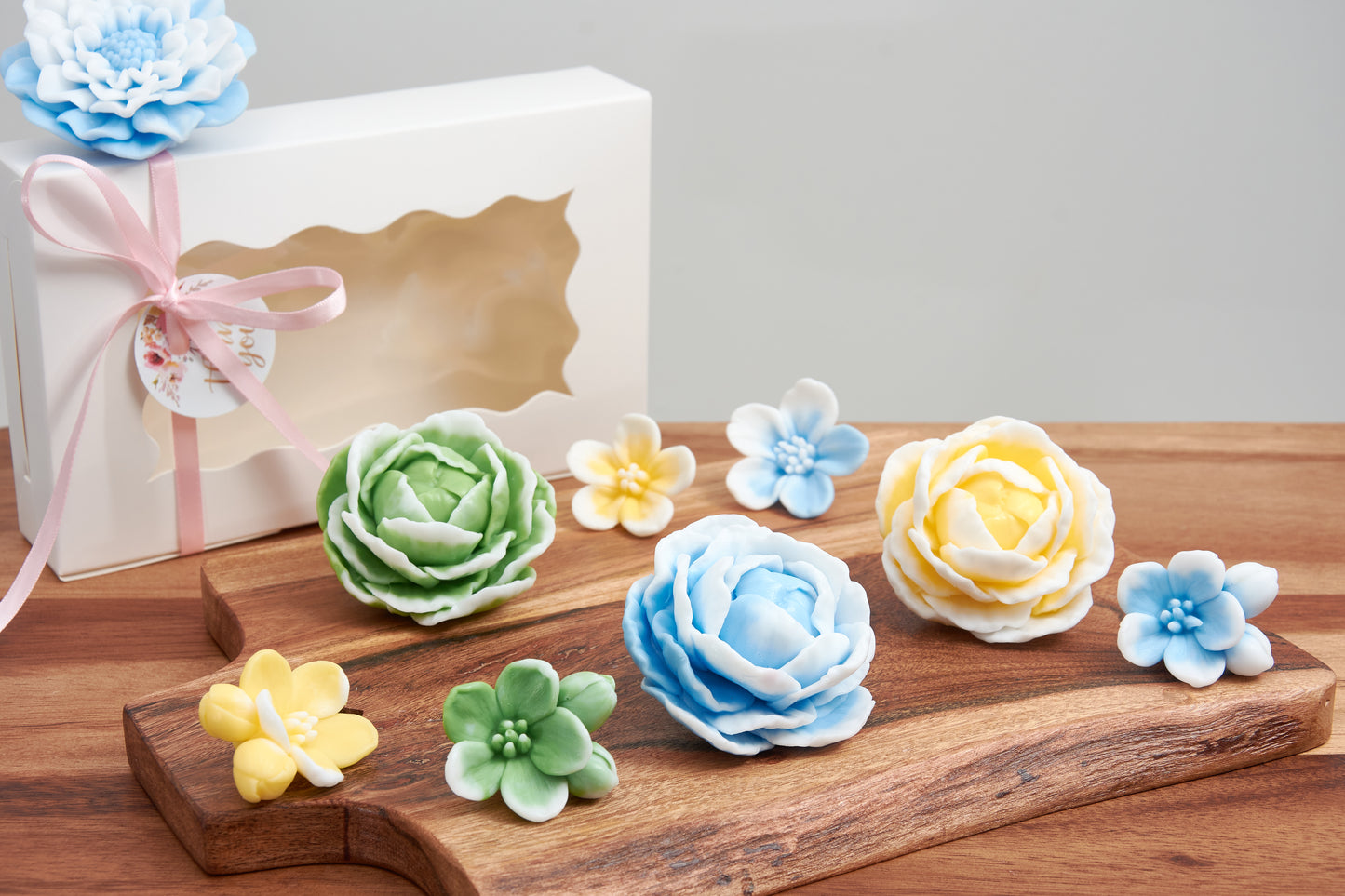 Soap Flower Gift Set | Peony, Cherry Blossom & Dahlia | Scented Floral Soap |Baptism, Mother's Day, Wedding, Birthday and Baby Shower Favor