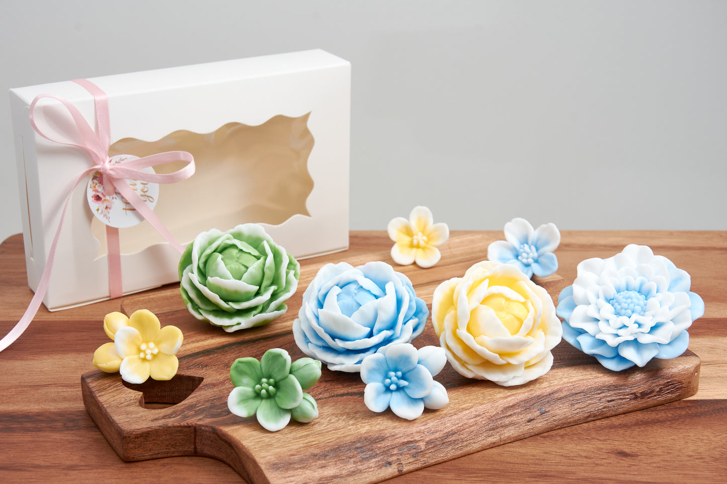 Soap Flower Gift Set | Peony, Cherry Blossom & Dahlia | Scented Floral Soap |Baptism, Mother's Day, Wedding, Birthday and Baby Shower Favor
