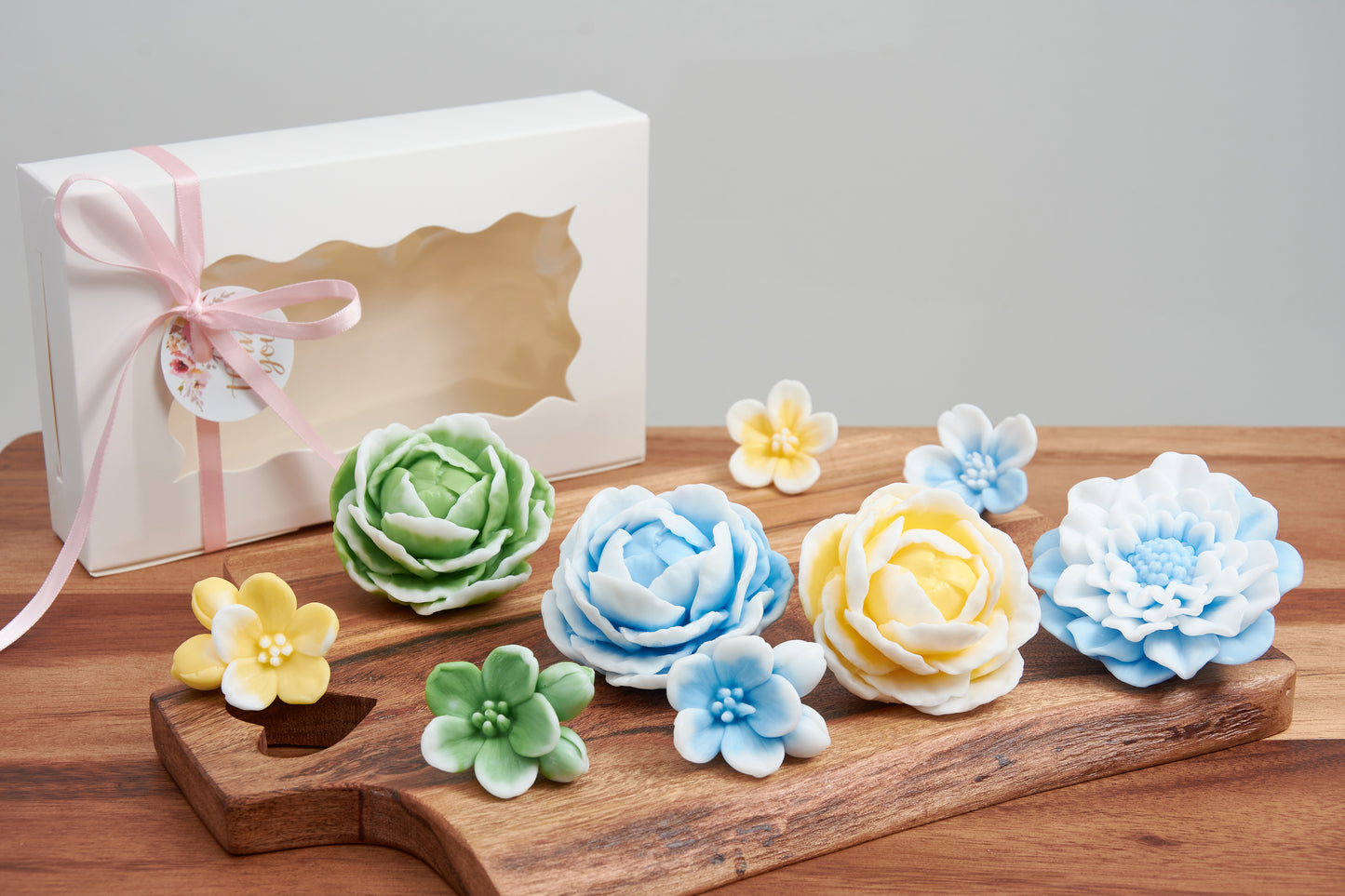 Soap Flower Gift Set | Peony, Cherry Blossom & Dahlia | Scented Floral Soap |Baptism, Mother's Day, Wedding, Birthday and Baby Shower Favor