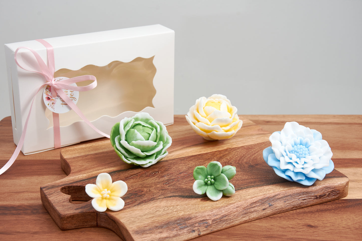 Soap Flower Gift Set | Peony, Cherry Blossom & Dahlia | Scented Floral Soap |Baptism, Mother's Day, Wedding, Birthday and Baby Shower Favor