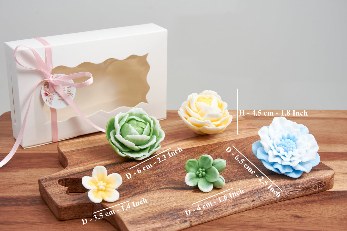 Soap Flower Gift Set | Peony, Cherry Blossom & Dahlia | Scented Floral Soap |Baptism, Mother's Day, Wedding, Birthday and Baby Shower Favor