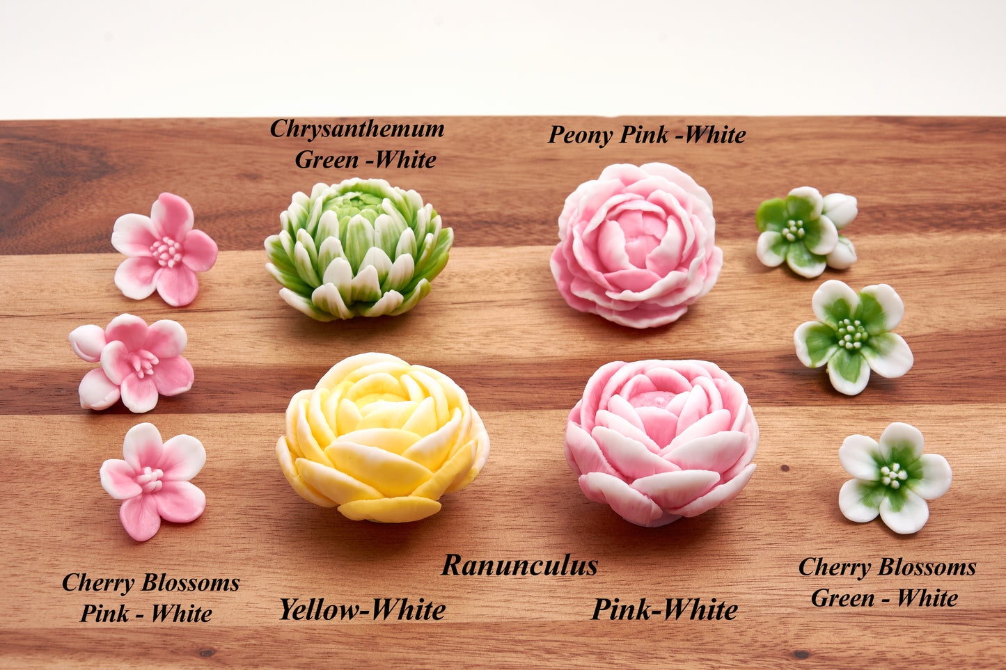 Decorative Soap Flower Set: Peony, Ranunculus, Chrysanthemum, Cherry Blossom – Handcrafted Floral Wedding Favor