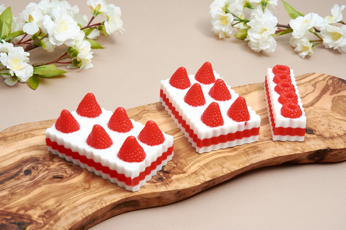 Cake Shaped Soap Gift Set, Strawberry and Raspberry Handmade Fruit Soaps - Mother's Day Birthday Gift