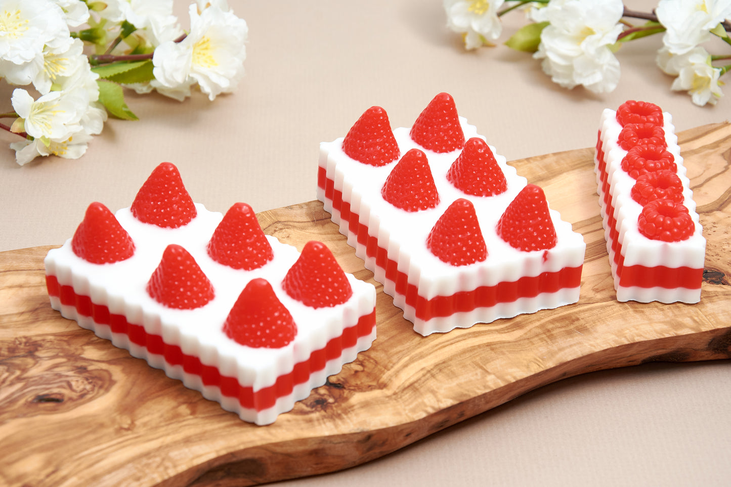 Cake Shaped Soap Gift Set, Strawberry and Raspberry Handmade Fruit Soaps - Mother's Day Birthday Gift
