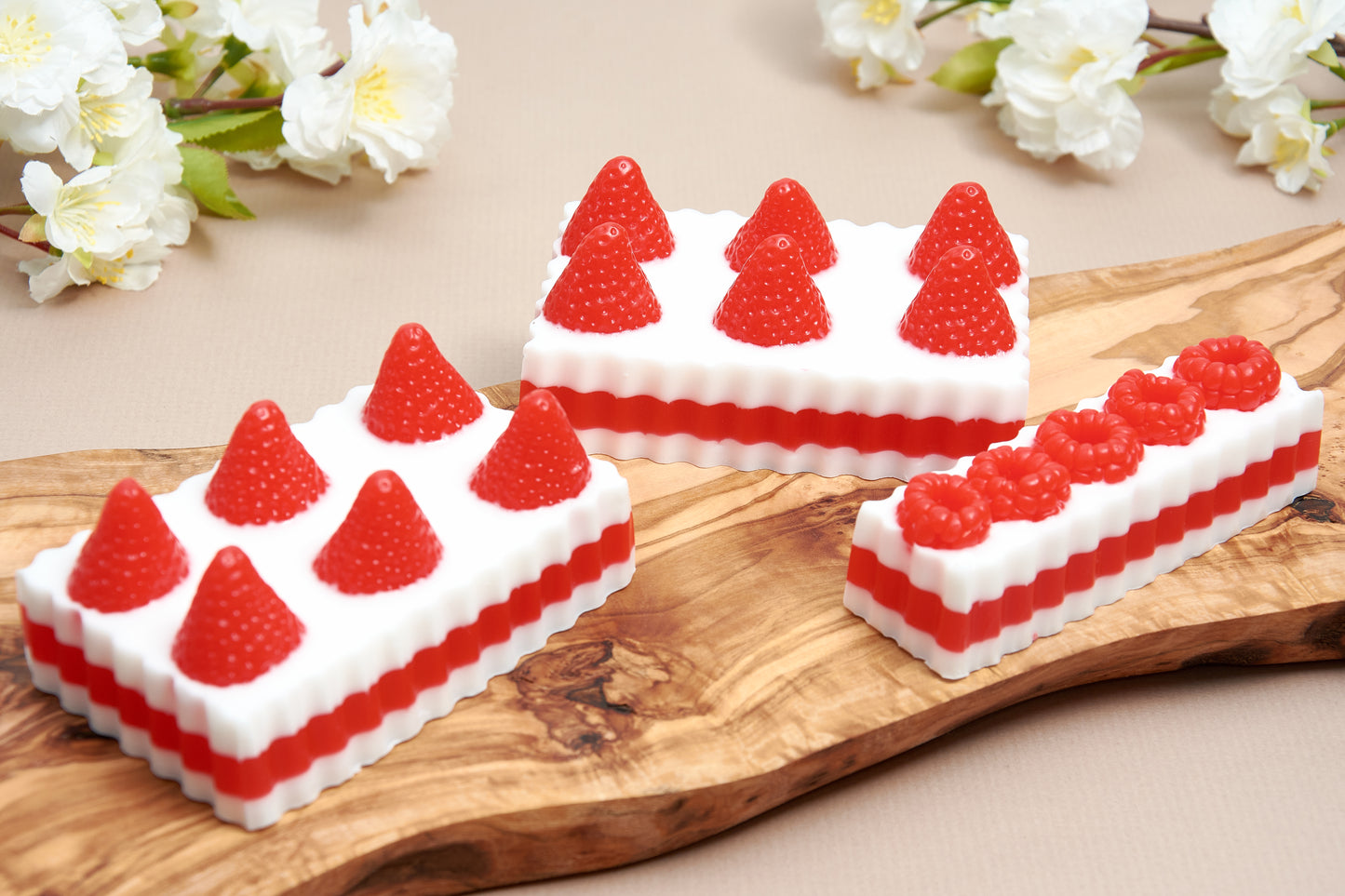 Cake Shaped Soap Gift Set, Strawberry and Raspberry Handmade Fruit Soaps - Mother's Day Birthday Gift