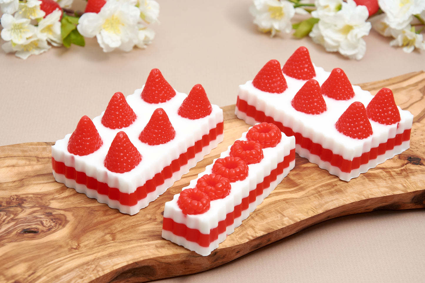 Cake Shaped Soap Gift Set, Strawberry and Raspberry Handmade Fruit Soaps - Mother's Day Birthday Gift
