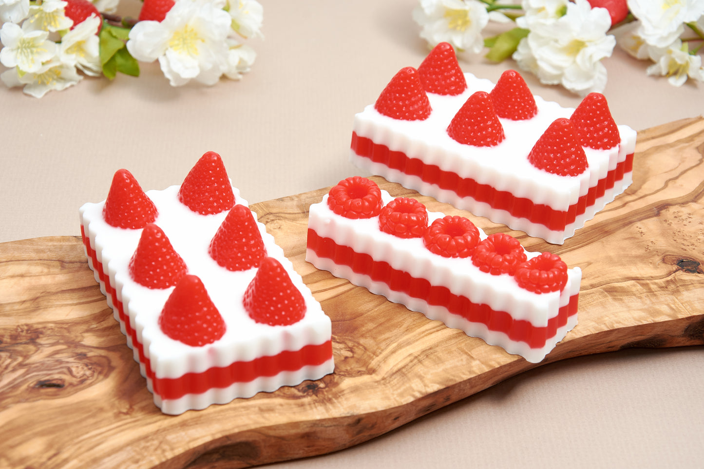 Cake Shaped Soap Gift Set, Strawberry and Raspberry Handmade Fruit Soaps - Mother's Day Birthday Gift