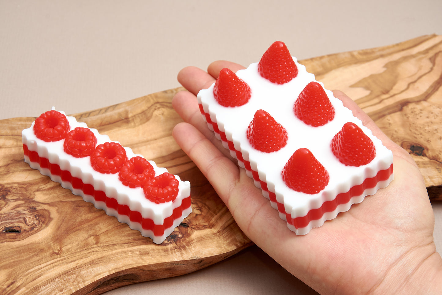 Cake Shaped Soap Gift Set, Strawberry and Raspberry Handmade Fruit Soaps - Mother's Day Birthday Gift