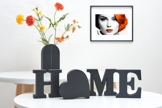 Home decorative letter ornament Original Decoration word home Romantic decor with love heart Housewarming gift Black letters ornament