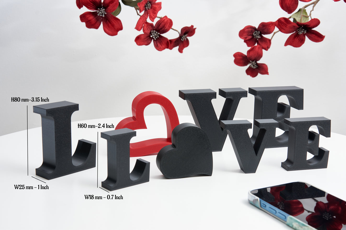 Black Love Sign - Freestanding Decorative Letters - Mantelpiece, Shelf Decor