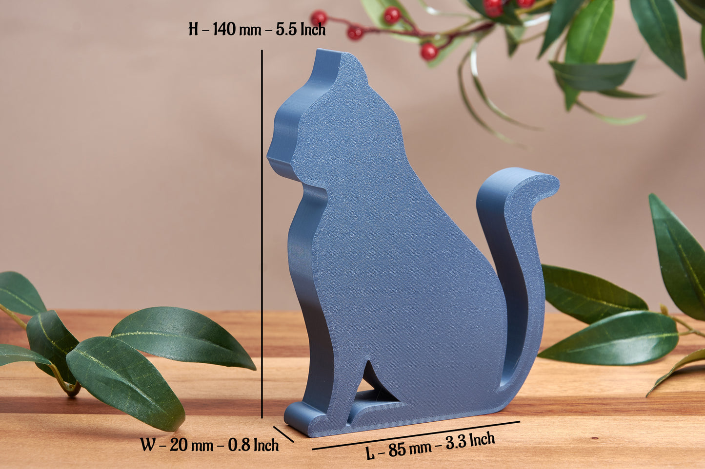 Black Cat Silhouette – Kitty Figurine – Tabletop and Shelf Ornament, 14 cm Height
