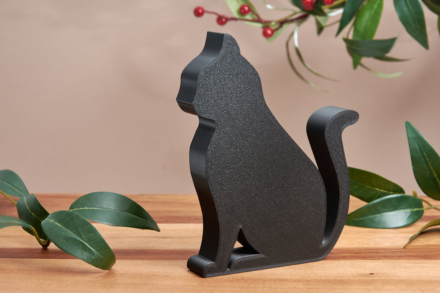 Black Cat Silhouette – Kitty Figurine – Tabletop and Shelf Ornament, 14 cm Height