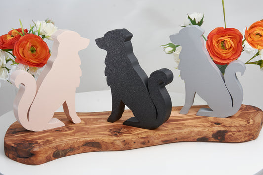 Decorative Dog Silhouette, 3D Printed Pet Figurine, Shelf Decor for Dog Lovers, Memorial Gift