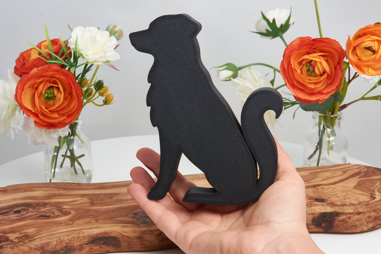 Decorative Dog Silhouette, 3D Printed Pet Figurine, Shelf Decor for Dog Lovers, Memorial Gift