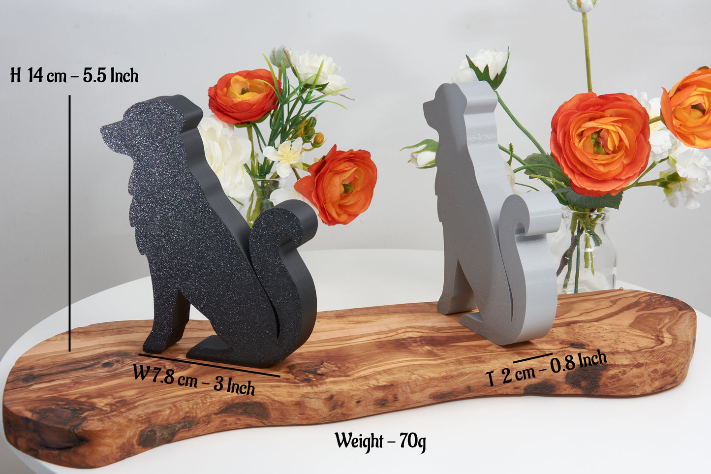 Decorative Dog Silhouette, 3D Printed Pet Figurine, Shelf Decor for Dog Lovers, Memorial Gift