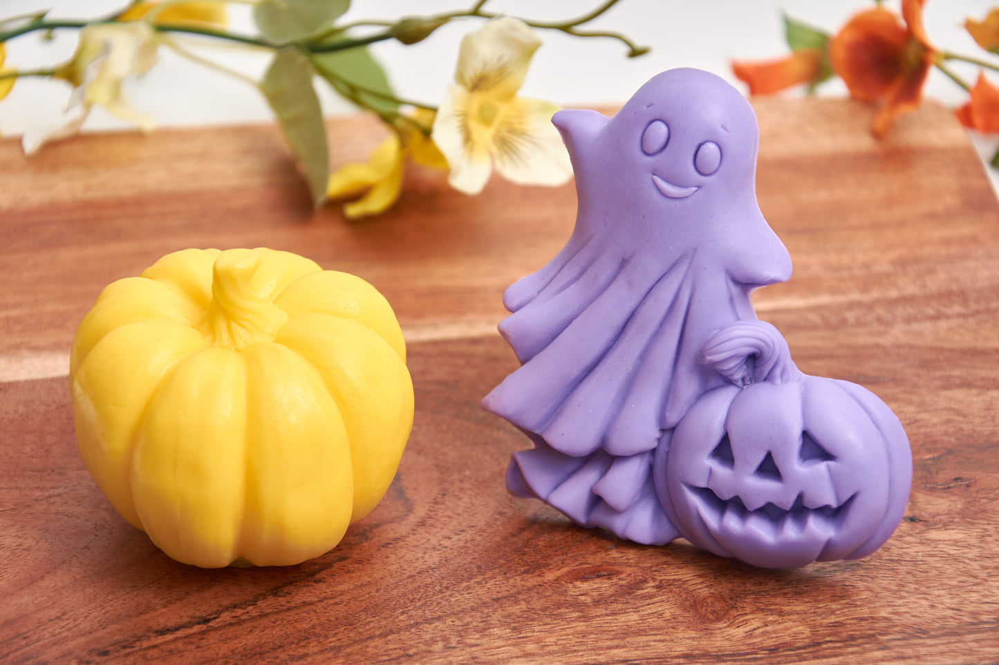 Pumpkin and Ghost - Handmade Halloween Soap Set (2 Pieces)  - Scented Autumn Decor