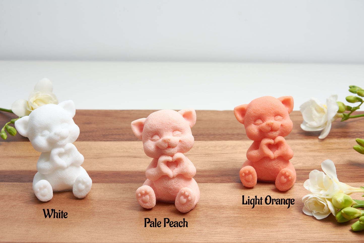 Realistic Cat Soap Figurine in White, Peach and Orange, Handmade Shea Butter Soap, Kitten Lover Gift