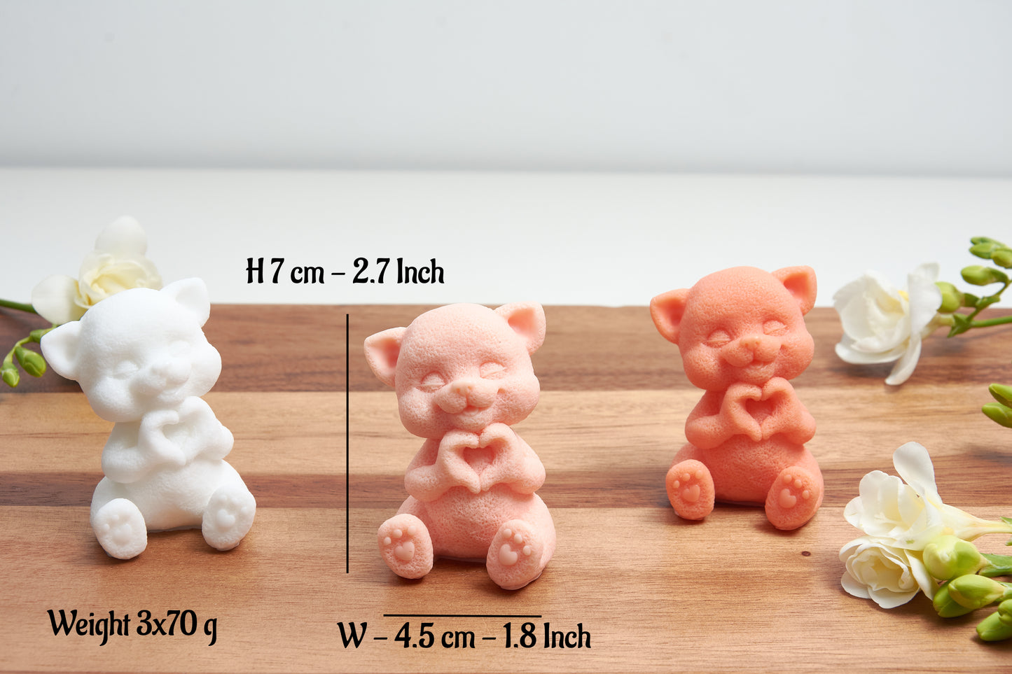 Realistic Cat Soap Figurine in White, Peach and Orange, Handmade Shea Butter Soap, Kitten Lover Gift