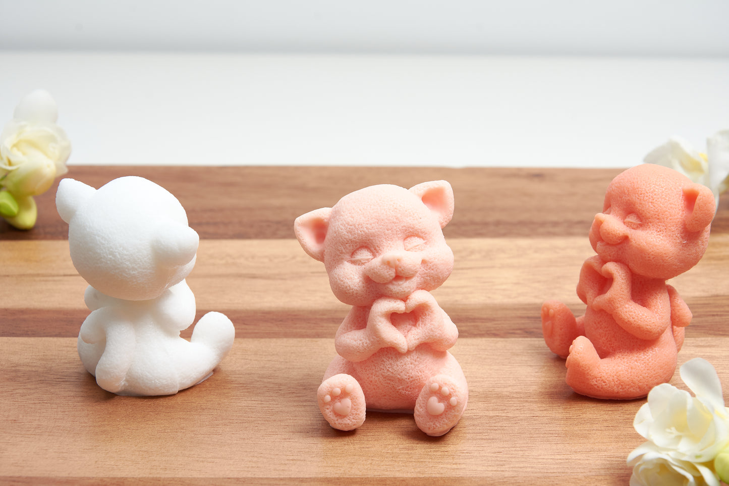 Realistic Cat Soap Figurine in White, Peach and Orange, Handmade Shea Butter Soap, Kitten Lover Gift
