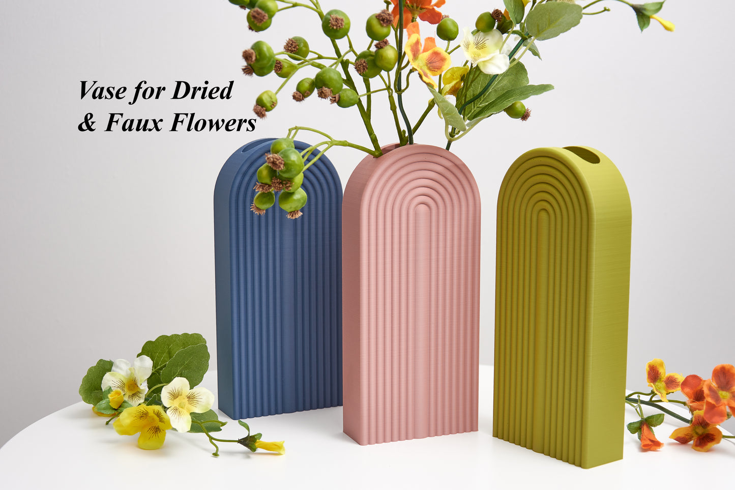Narrow Rainbow Arch Vase – Modern Minimalist Décor – Eco-Friendly PLA - Designed for Artificial Flowers