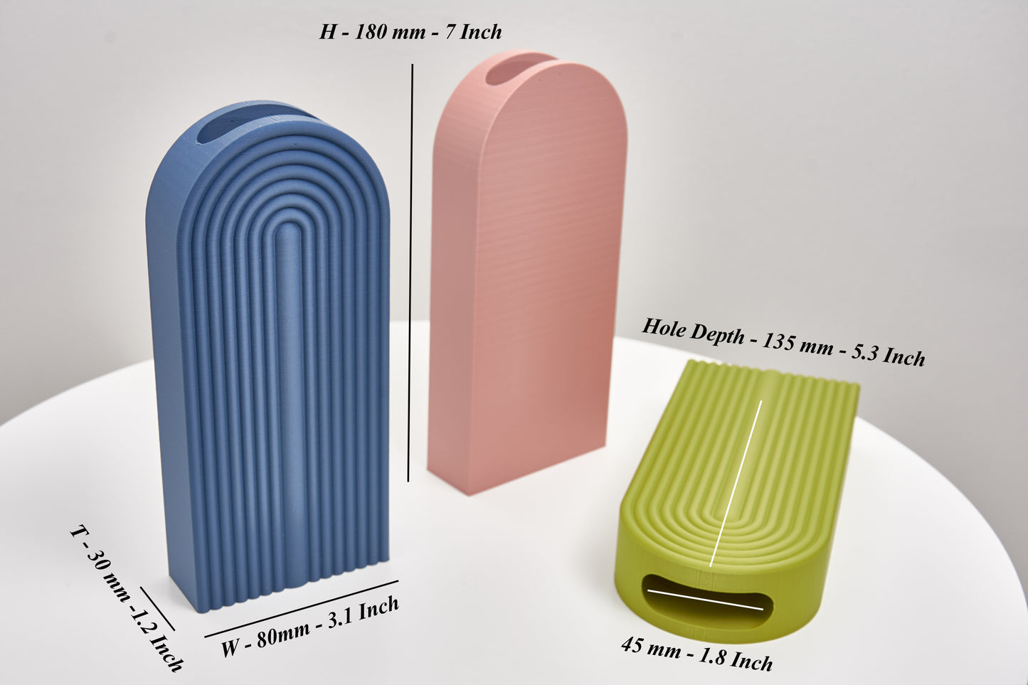 Narrow Rainbow Arch Vase – Modern Minimalist Décor – Eco-Friendly PLA - Designed for Artificial Flowers