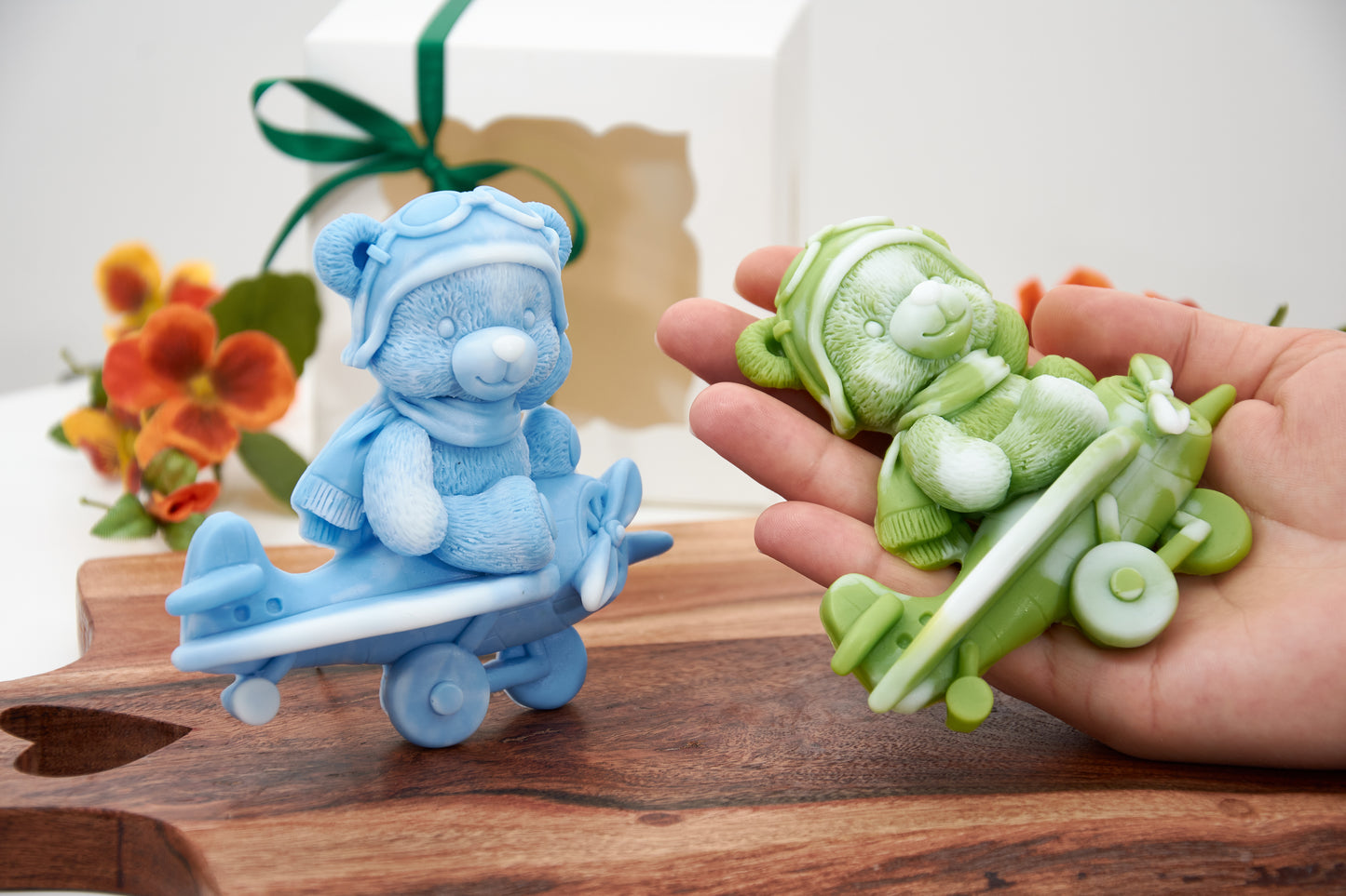 Soap Bar | Artisan Natural Organic Soap with Shea Butter | Sensitive skin Soap | Baby Shower & Baptism Bear Favor in Gift Box