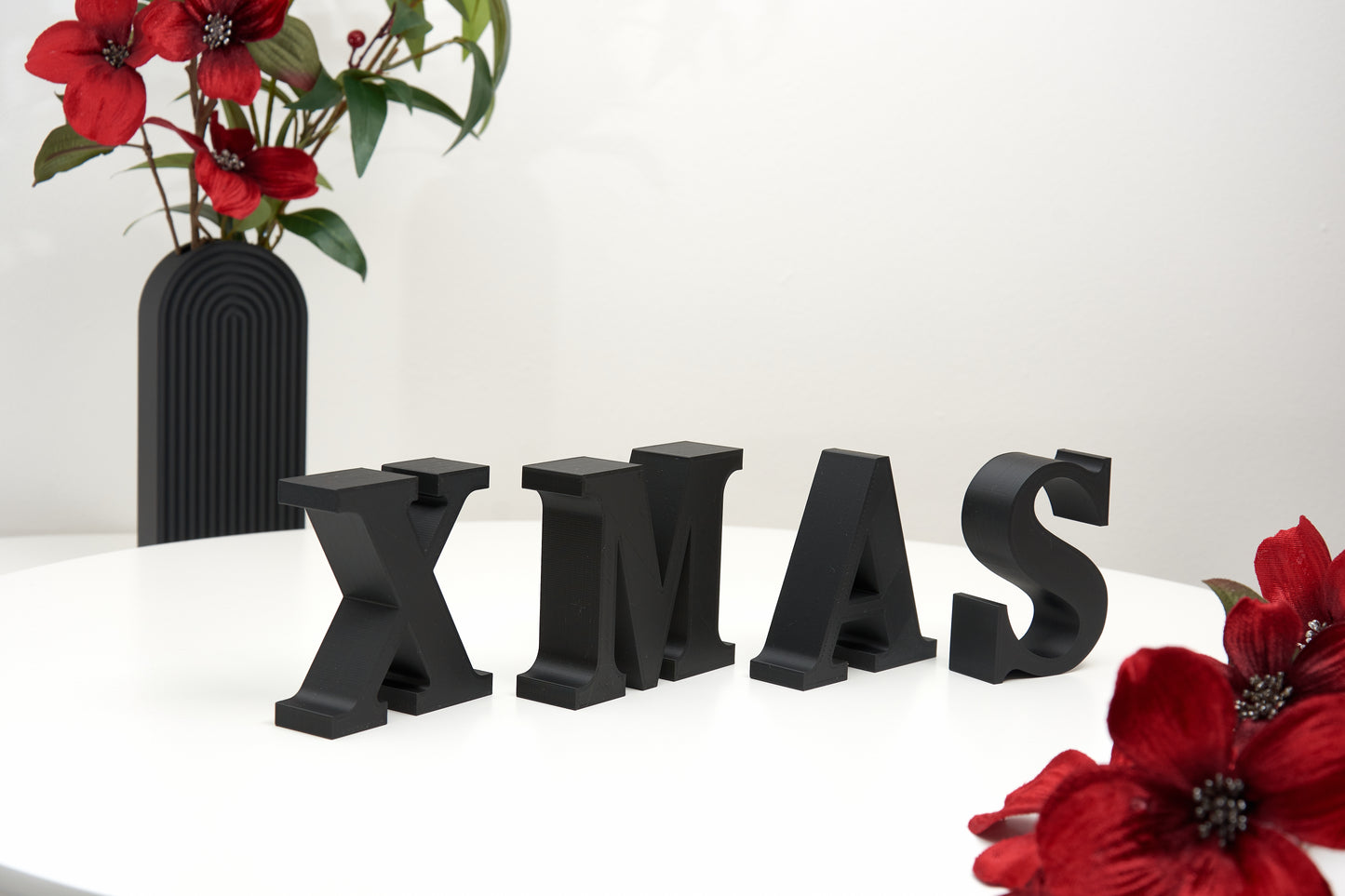 XMAS Decorative Letters – Christmas Sign Decor – Freestanding Mantel and Shelf Decorations - 3D Word