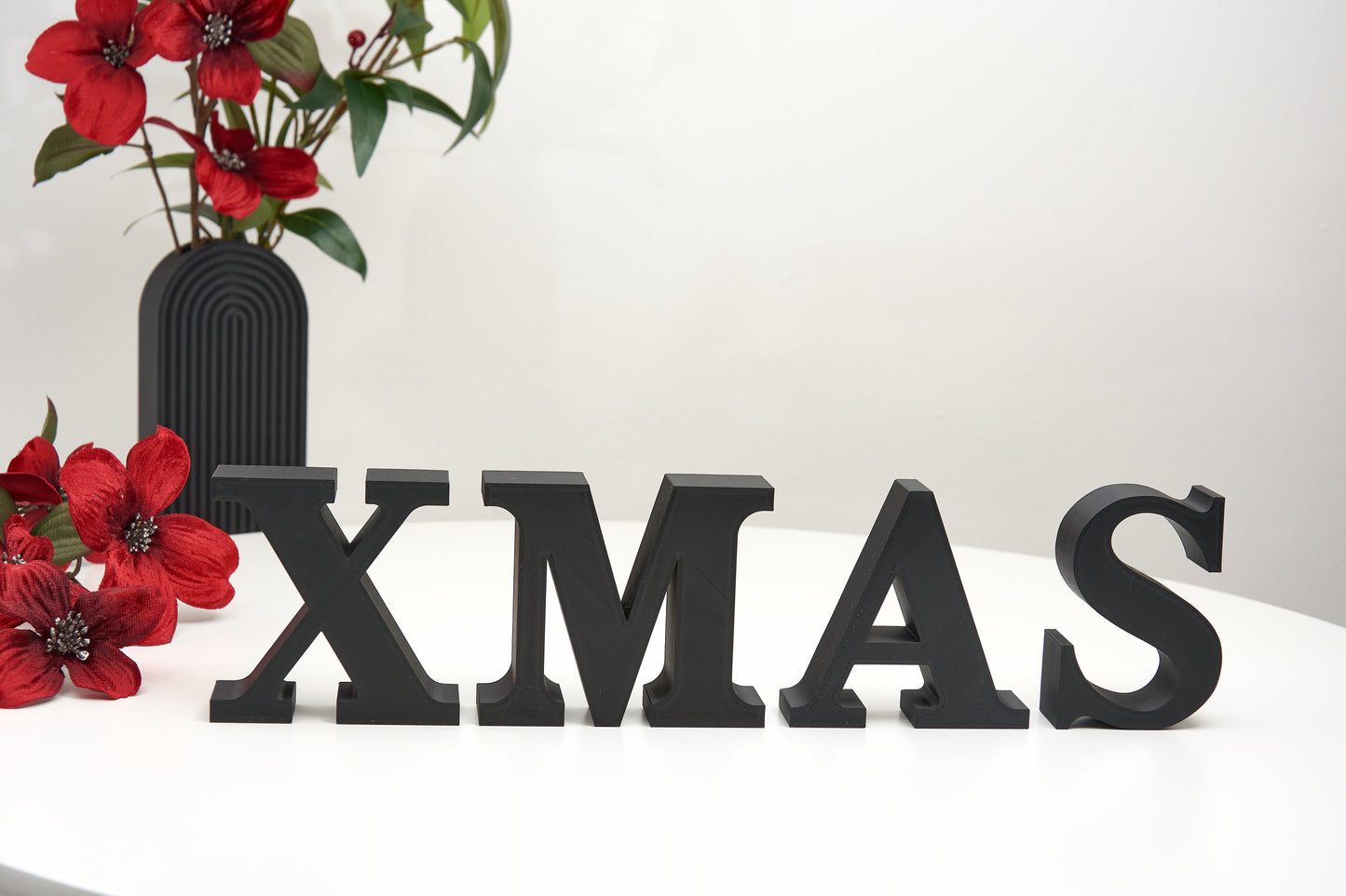 XMAS Decorative Letters – Christmas Sign Decor – Freestanding Mantel and Shelf Decorations - 3D Word