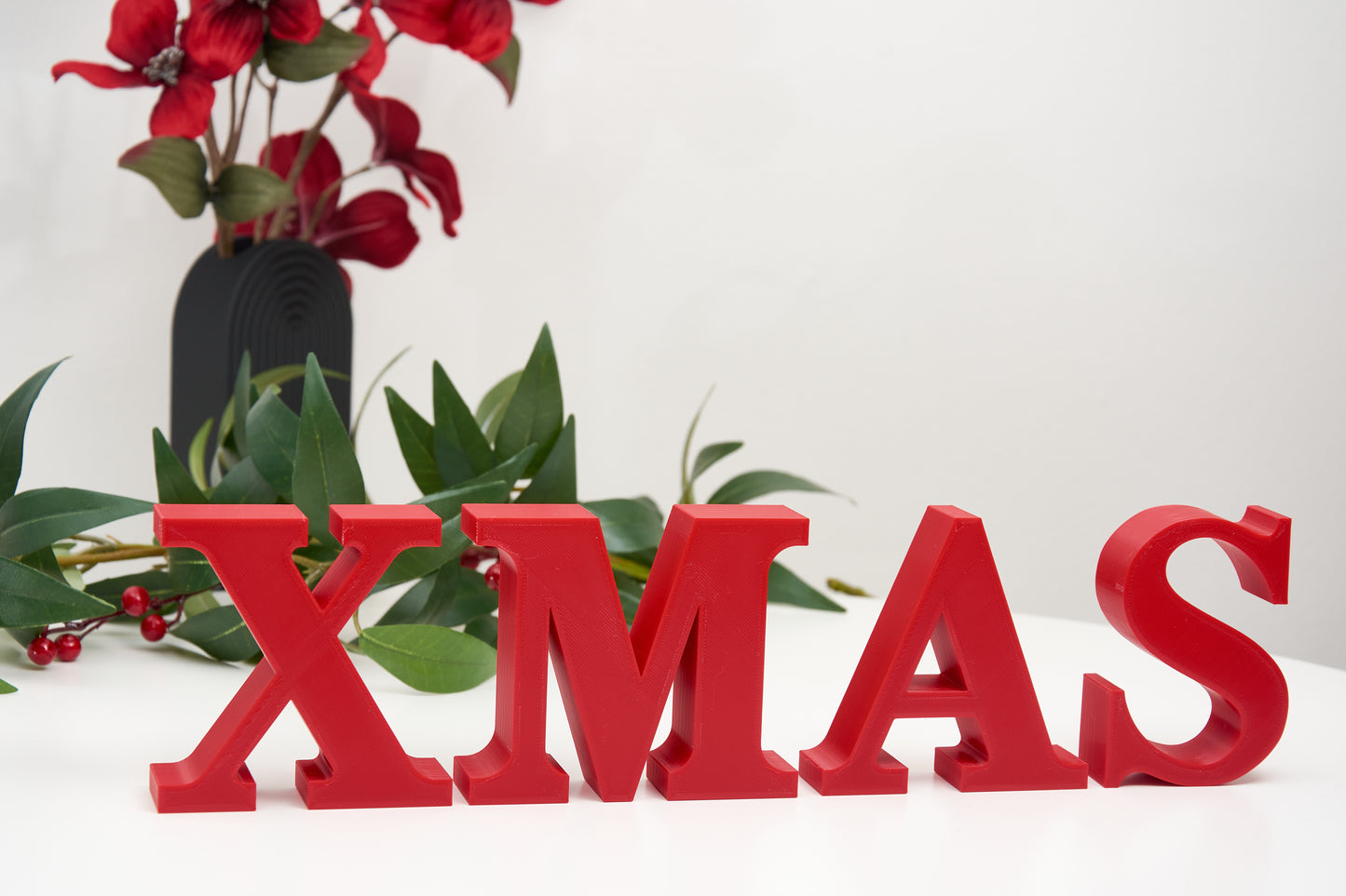 XMAS Decorative Letters – Christmas Sign Decor – Freestanding Mantel and Shelf Decorations - 3D Word