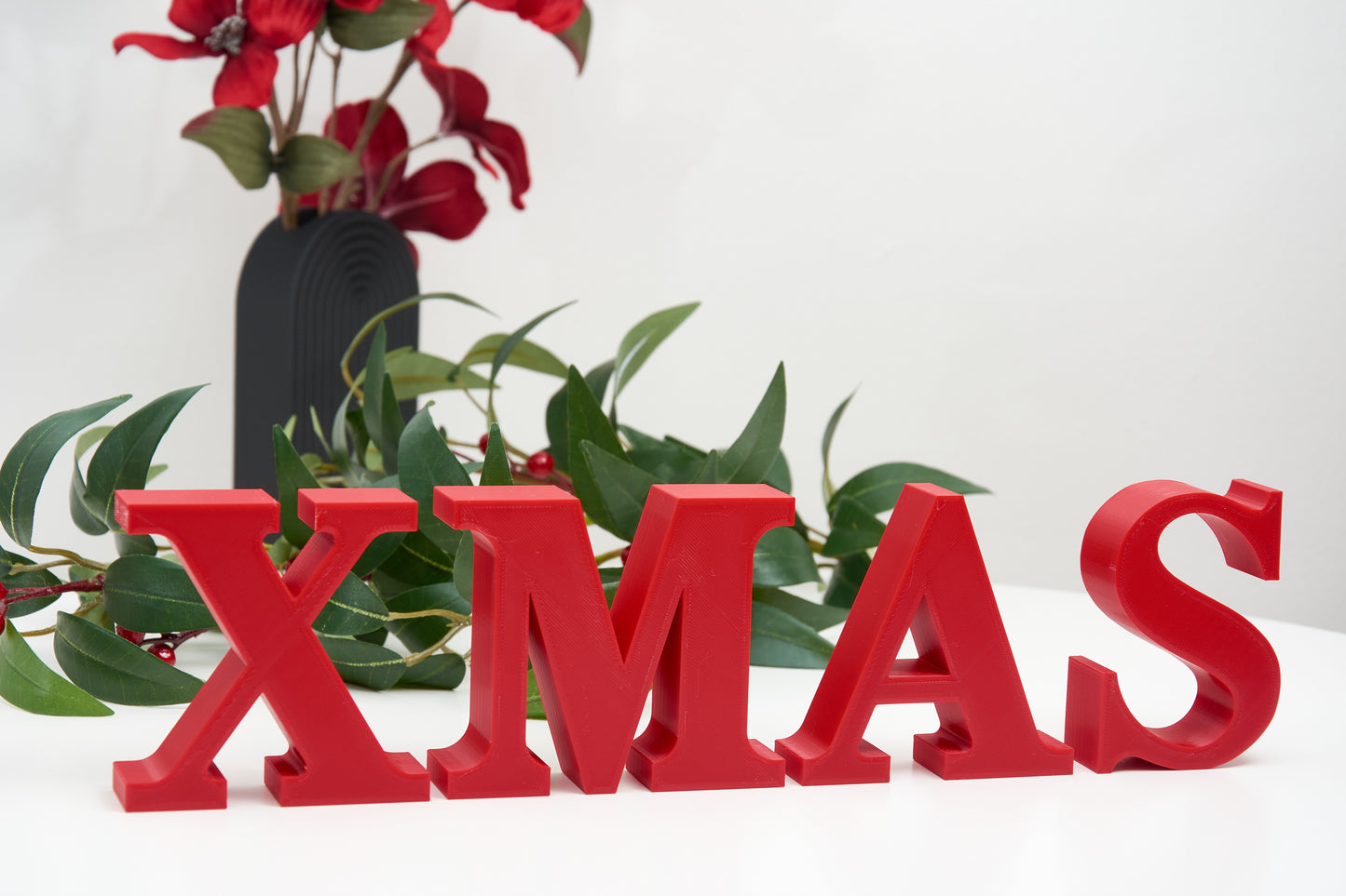 XMAS Decorative Letters – Christmas Sign Decor – Freestanding Mantel and Shelf Decorations - 3D Word