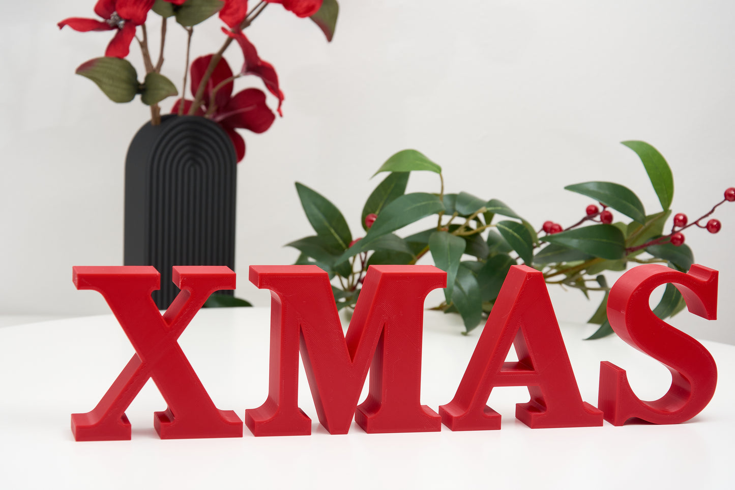 XMAS Decorative Letters – Christmas Sign Decor – Freestanding Mantel and Shelf Decorations - 3D Word