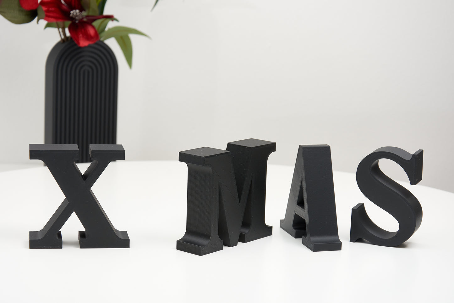 XMAS Decorative Letters – Christmas Sign Decor – Freestanding Mantel and Shelf Decorations - 3D Word
