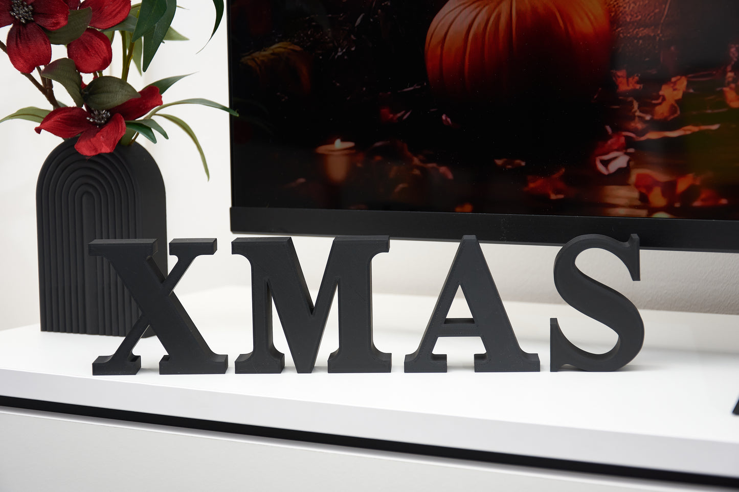 XMAS Decorative Letters – Christmas Sign Decor – Freestanding Mantel and Shelf Decorations - 3D Word