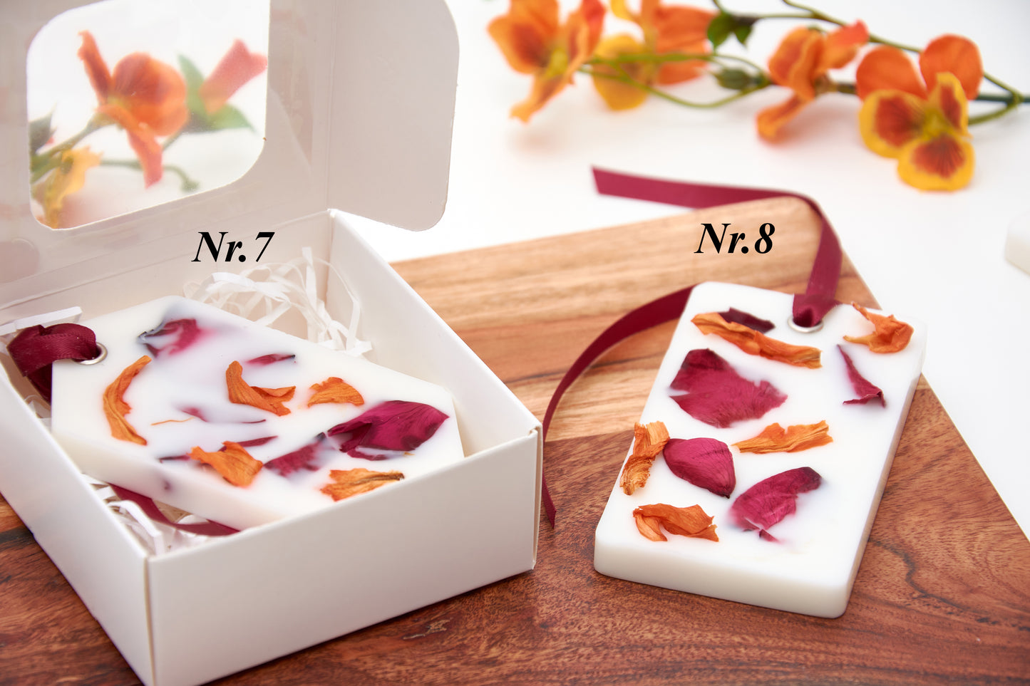 Scented Soy Wax Sachets with Dried Flowers – Hanging Air Fresheners for Wardrobes and Drawers