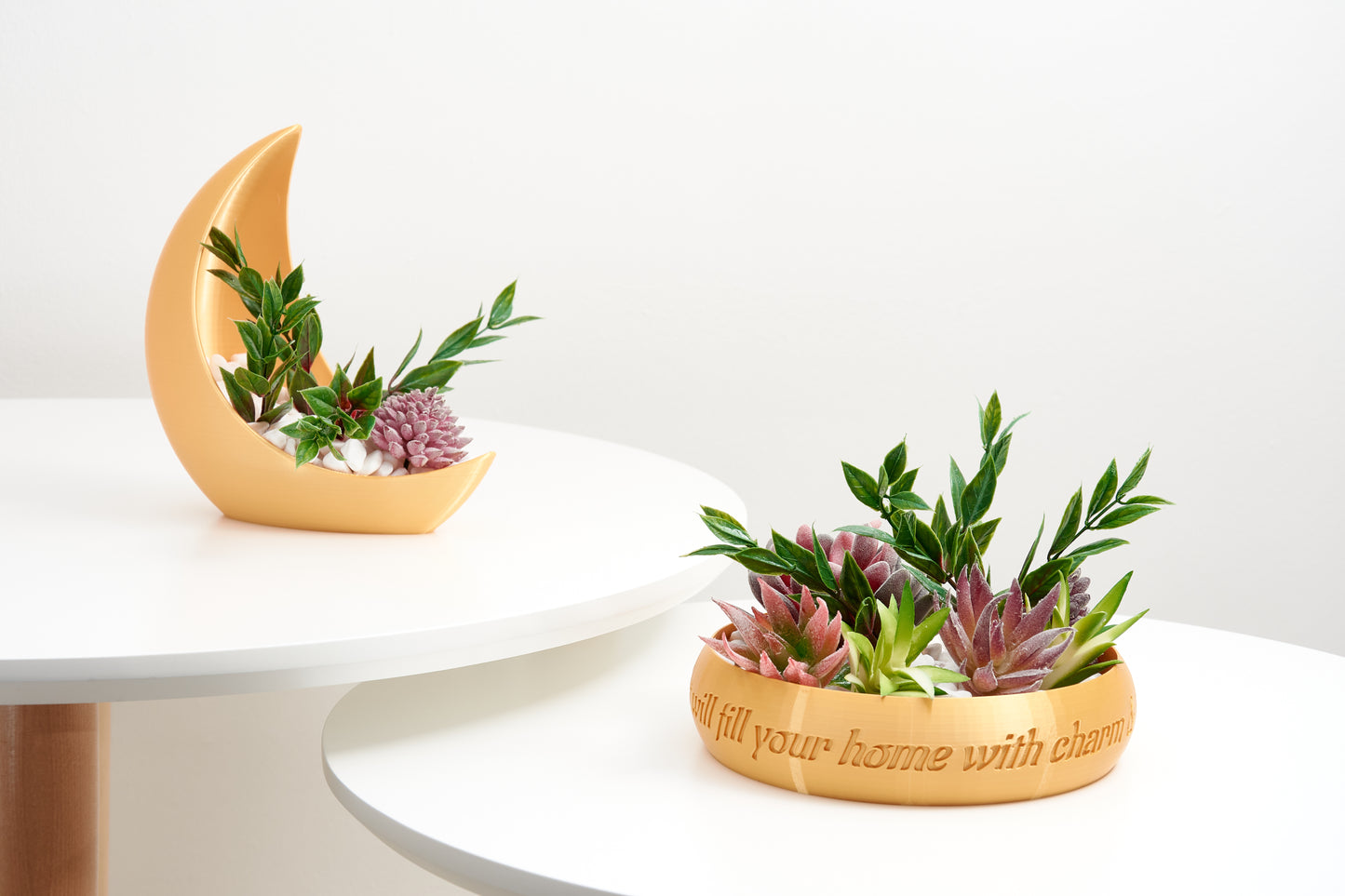 Ring-Shaped Planter | Modern 3D Printed Pot for Artificial Succulents | Indoor Decorative Ornament | Housewarming Gift
