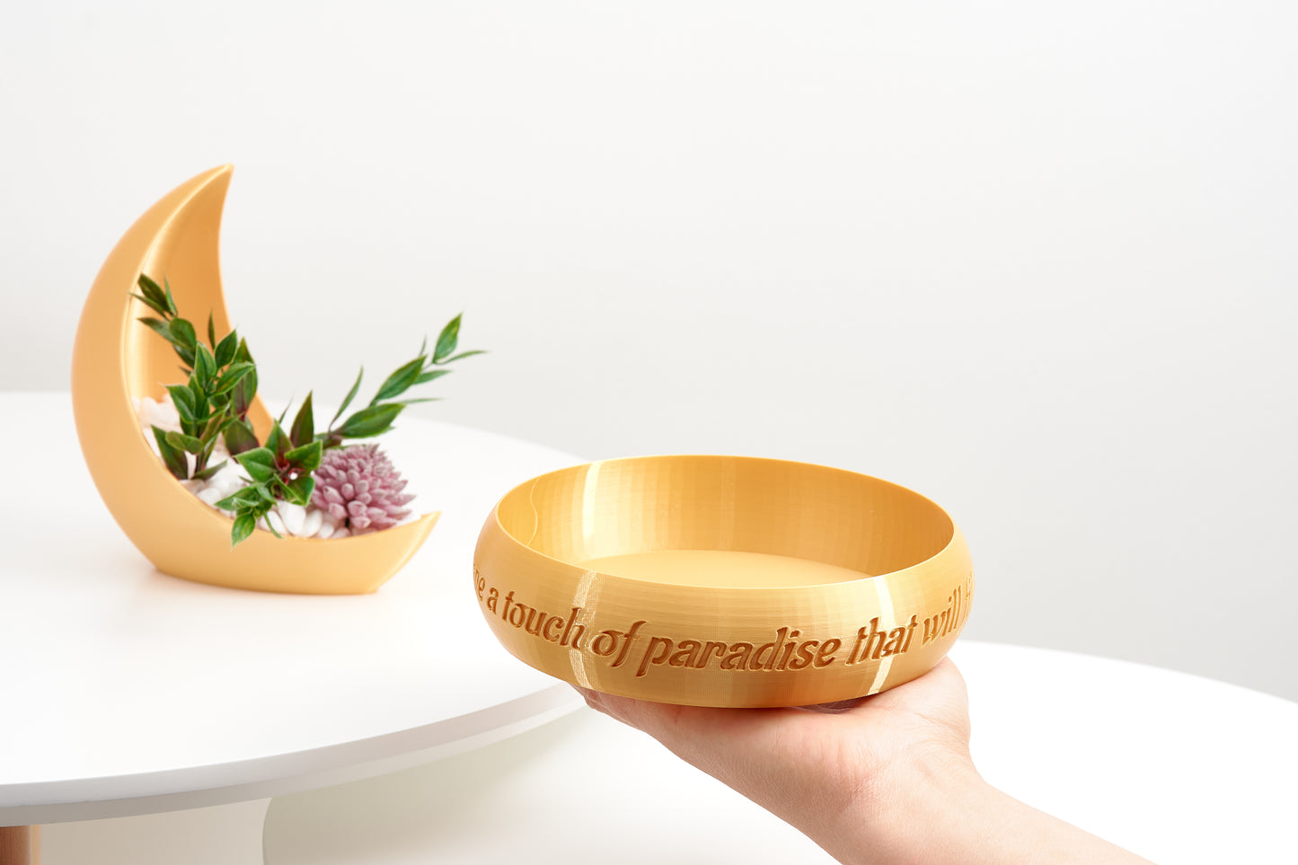 Ring-Shaped Planter | Modern 3D Printed Pot for Artificial Succulents | Indoor Decorative Ornament | Housewarming Gift